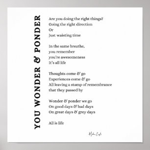 Wonder Ponder zelf liefde zorg gedicht poster kuns