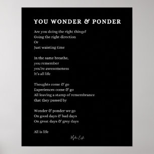 Wonder réfléchir auto amour soins poème poster art