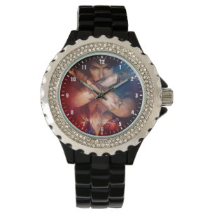 Wonder-vrouw die blokkeert met racelets horloge