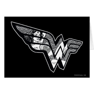Wonder-vrouw die in een hoekige Logo zit