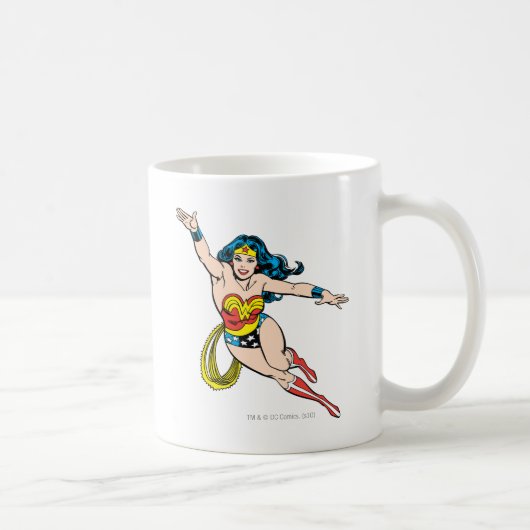 Wonder-vrouw die vooraan vliegt koffiemok (Rechts)