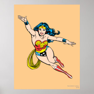 Wonder-vrouw die vooraan vliegt poster