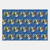 Wonder-vrouw met achtergrond stad inpakpapier vel (Voorkant 2)