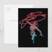 Wonder-vrouw met Lasso Red Blue Gradient Line Art Briefkaart (Voorkant / Achterkant)
