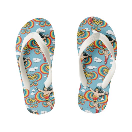 Wonder-vrouw vliegend hoog patroon kinder teenslippers (Voetbed)