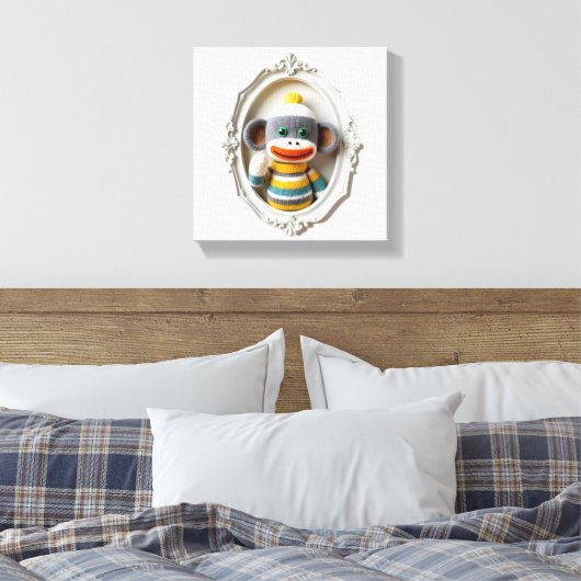 Wonder Wall Art speelse haakaap Canvas Afdruk (Insitu (Slaapkamer))