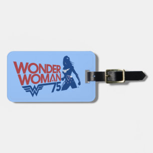 Wonder Woman 75th Jubileum Red & Blue Logo Bagagelabel