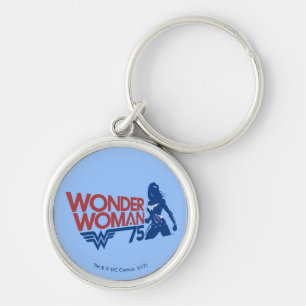 Wonder Woman 75th Jubileum Red & Blue Logo Sleutelhanger