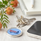 Wonder Woman 75th Jubileum Red & Blue Logo Sleutelhanger (Zijkant)