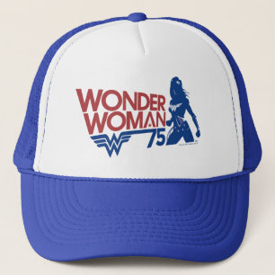 Wonder Woman 75th Jubileum Red & Blue Logo Trucker Pet
