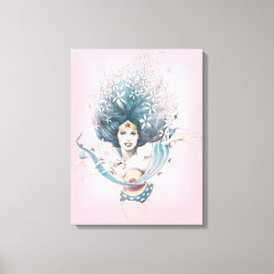 Wonder Woman and Flowers Canvas Afdruk