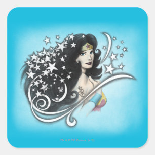 Wonder Woman and Stars Vierkante Sticker