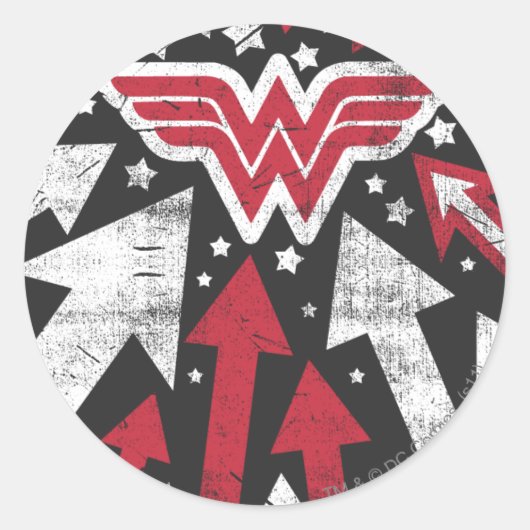 Wonder Woman Arrows Ronde Sticker (Voorkant)