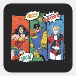 Wonder Woman, Batgirl & Harley Quinn Holiday Vierkante Sticker