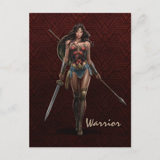 Wonder Woman Battle Ready Comic Art Briefkaart (Voorkant)