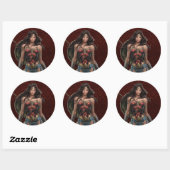 Wonder Woman Battle Ready Comic Art Ronde Sticker (Vel)