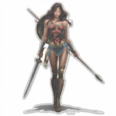 Wonder Woman Battle Ready Comic Art Sticker (Voorkant)
