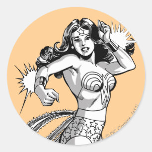 Wonder Woman Black & White Defender Ronde Sticker