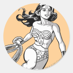Wonder Woman Black & White Lasso Ronde Sticker