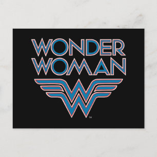 Wonder Woman Blue en Red Retro Logo Briefkaart