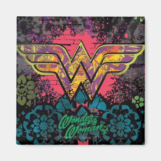 Wonder Woman Brick Wall Collage Magneet (Voorkant)
