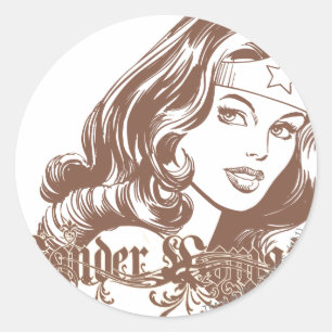 Wonder Woman Brown Ronde Sticker