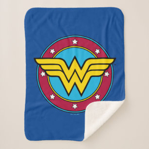 Wonder Woman   Cirkel en sterren  Logo Sherpa Deken