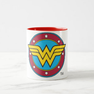 Wonder Woman   Cirkel en sterren Logo Tweekleurige Koffiemok