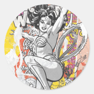 Wonder Woman Collage 1 Ronde Sticker