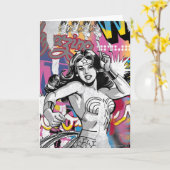 Wonder Woman Collage 3 Kaart (Gele Bloem)