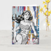 Wonder Woman Collage 4 Kaart (Gele Bloem)