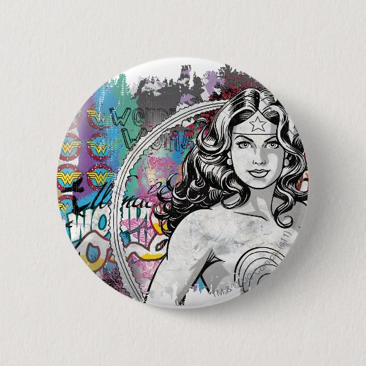 Wonder Woman Collage 6 Ronde Button 5,7 Cm (Voorkant)