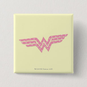 Wonder Woman Colorful Pink Floral Logo Vierkante Button 5,1 Cm