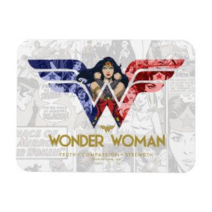 Wonder Woman Crossed Arms in Logo Collage Magneet