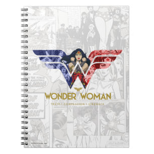 Wonder Woman Crossed Arms in Logo Collage Notitieboek