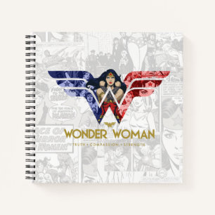 Wonder Woman Crossed Arms in Logo Collage Notitieboek