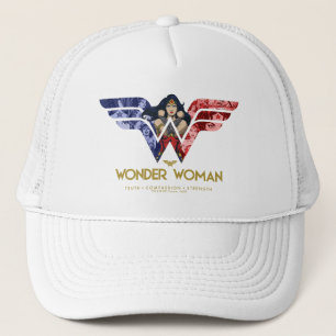 Wonder Woman Crossed Arms in Logo Collage Trucker Pet