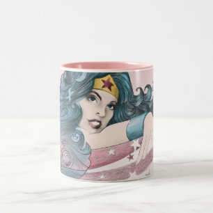Wonder Woman Dolphin and Stripes Tweekleurige Koffiemok