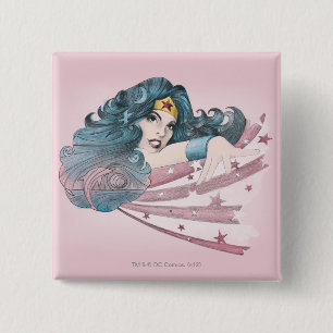 Wonder Woman Dolphin and Stripes Vierkante Button 5,1 Cm