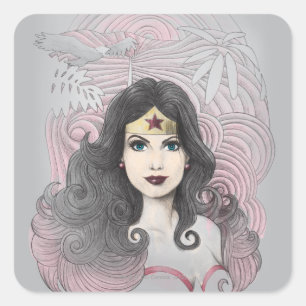 Wonder Woman Eagle en Trees Vierkante Sticker