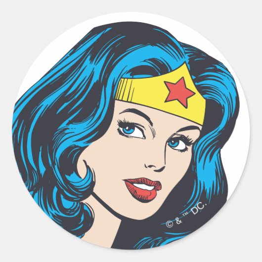 Wonder Woman Face Ronde Sticker (Voorkant)