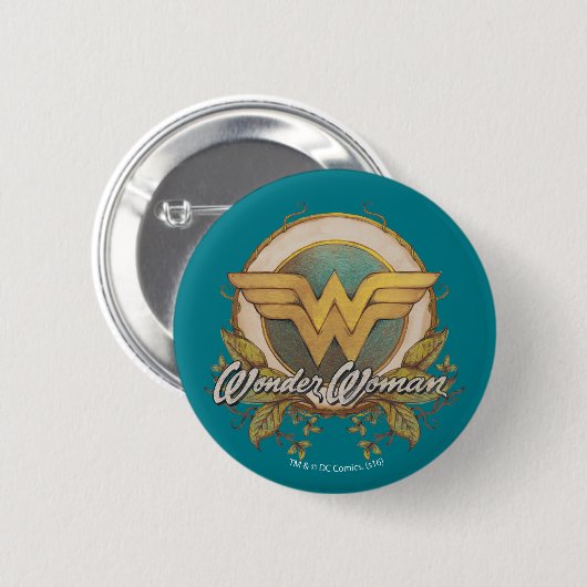 Wonder Woman Foliage Sketch Logo Ronde Button 5,7 Cm (Voorkant /achterkant)