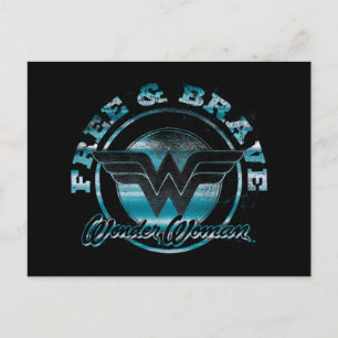 Wonder Woman Free & Brave Grunge Graphic Briefkaart