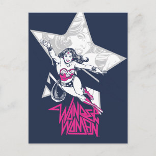 Wonder Woman Glam Rock Flying Character Graphic Briefkaart