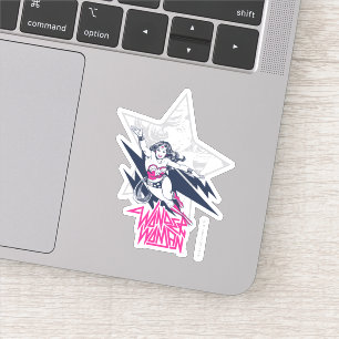 Wonder Woman Glam Rock Flying Character Graphic Sticker
