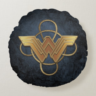 Wonder Woman Gold Symbool over Lasso Rond Kussen