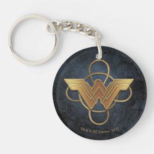 Wonder Woman Gold Symbool over Lasso Sleutelhanger
