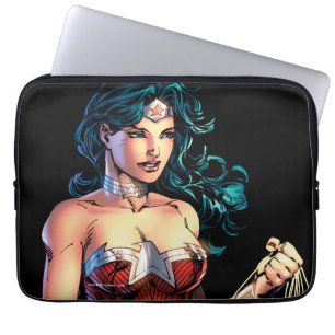 Wonder Woman Gripping Lasso Atop Rock Laptop Sleeve