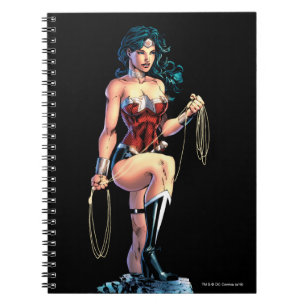 Wonder Woman Gripping Lasso Atop Rock Notitieboek
