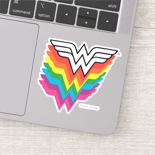 Wonder Woman Layered Rainbow-Logo Sticker (Detail)
